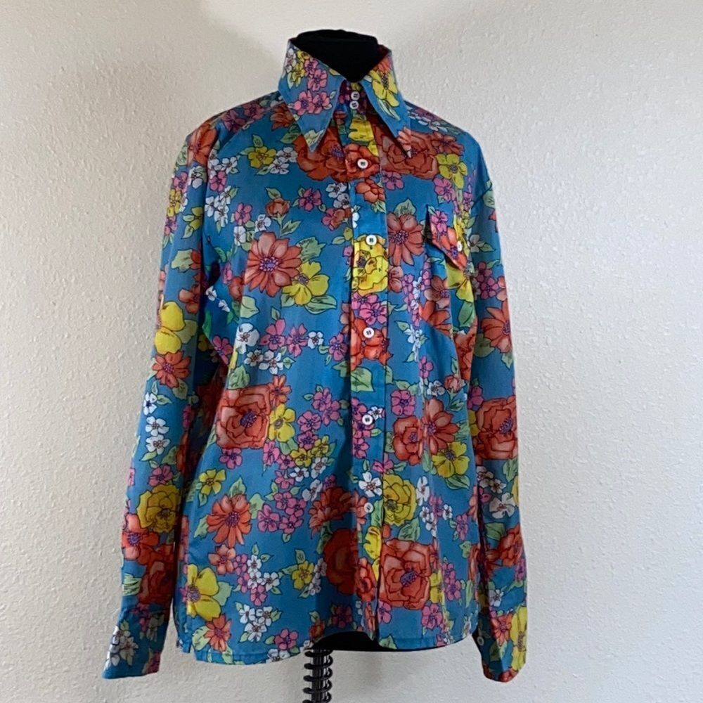 Vintage Skyr Floral Women Blouse Size L